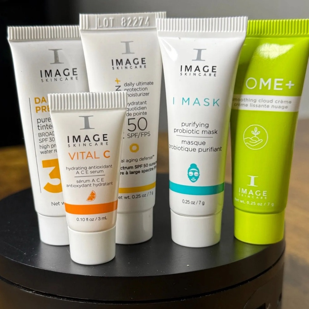 Vital C,sunscreen,mask etc. 
Gr8 way to try the product before buying lg items